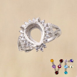 9*11mm Pear Semi Mount Ring White Sapphire Silver Ring Setting