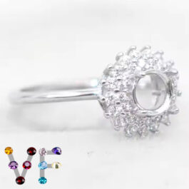 5mm Round Semi Mount Ring White Sapphire Silver Ring Setting