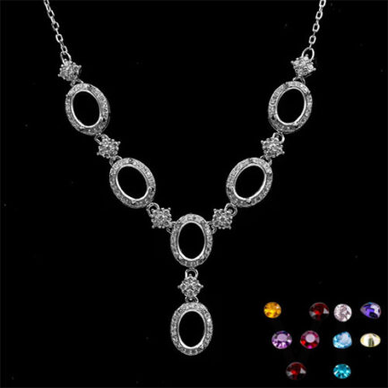 6*8mm Halo Oval Semi Mount Necklace White Sapphire Silver Necklace Setting