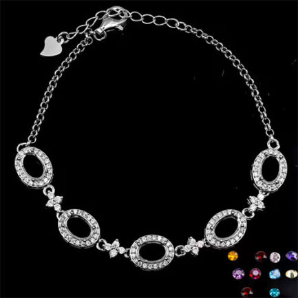 6*8mm Oval Semi Mount Tennis Bracelet White Sapphire Silver Bracelet Setting