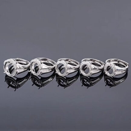 10-14mm Oval Semi Mount Men's Ring White Sapphire Silver Ring Setting - Image 2