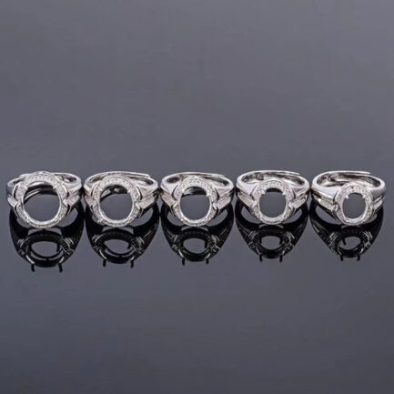 10-14mm Oval Semi Mount Men's Ring White Sapphire Silver Ring Setting - Image 3