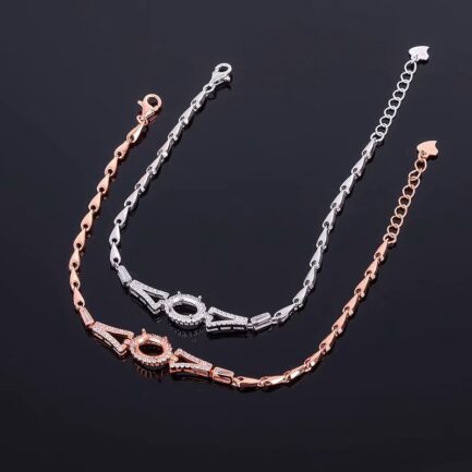 6*8mm Oval Semi Mount Tennis Bracelet White Sapphire Silver Bracelet Setting - Image 2