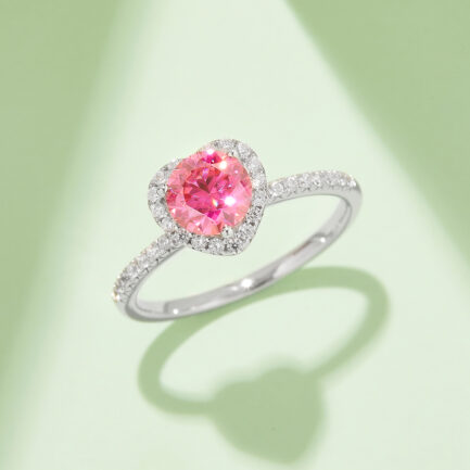 1 Carat Round Brilliant Moissanite Heart Halo Engagement Ring in Sterling Silver, 3 Prong Band Anniversary - Image 9