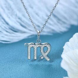 Virgo Moissanite Zodiac Necklace For Women, 12 Constellation Zodiac Sign Sterling Silver Pendant Necklace Jewelry Gifts