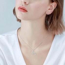 Scorpio Moissanite Zodiac Necklace For Women, 12 Constellation Zodiac Sign Sterling Silver Pendant Necklace Jewelry Gifts