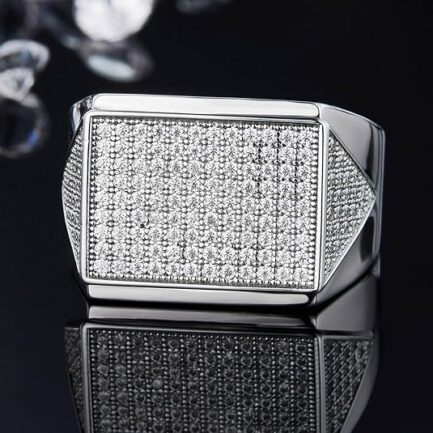 Full Moissanite Rings Men S925 Sterling Silver Engagement Rings D/E Color VVS1 Clarity Moissanite Wedding Bands - Image 3