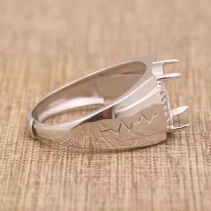 10*12mm Oval Semi Mount Men's Ring White Sapphire Silver Ring Setting - Image 2
