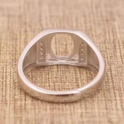 7*9mm Oval Semi Mount Men's Ring White Sapphire Silver Ring Setting - Image 3