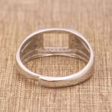 7*9mm Rectangular Semi Mount Men's Ring White Sapphire Silver Ring Setting - Image 4