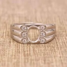 6*8mm Oval Semi Mount Men’s Ring White Sapphire Silver Ring Setting