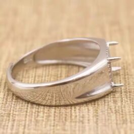 6*8mm Rectangular Semi Mount Men’s Ring White Sapphire Silver Ring Setting
