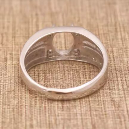 7*9mm Oval Semi Mount Men's Ring White Sapphire Silver Ring Setting - Image 4