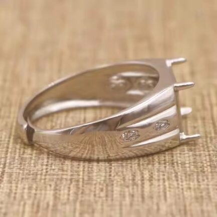 8*10mm Rectangular Semi Mount Men's Ring White Sapphire Silver Ring Setting - Image 6