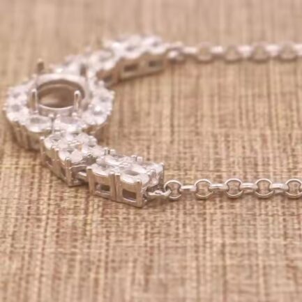 6*8mm Oval Semi Mount Tennis Bracelet White Sapphire Silver Bracelet Setting - Image 3