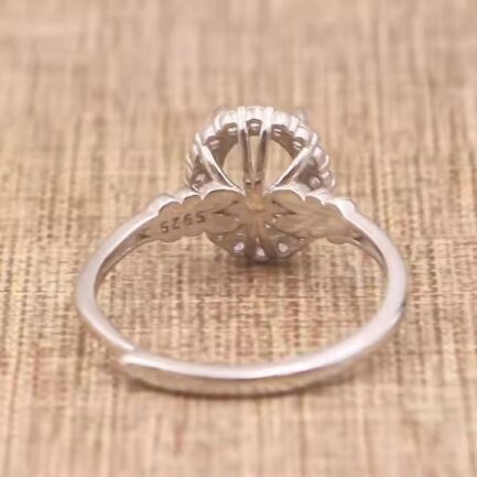 8-12mm Oval Semi Mount Ring White Sapphire Silver Ring Setting - Image 6