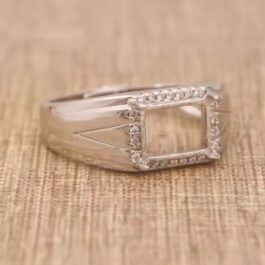 7*9mm Rectangular Semi Mount Men’s Ring White Sapphire Silver Ring Setting