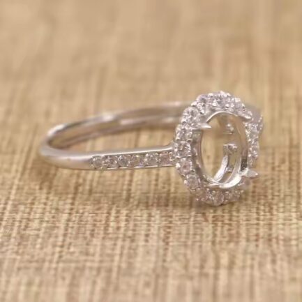 7-20mm Oval Semi Mount Ring White Sapphire Silver Ring Setting - Image 6