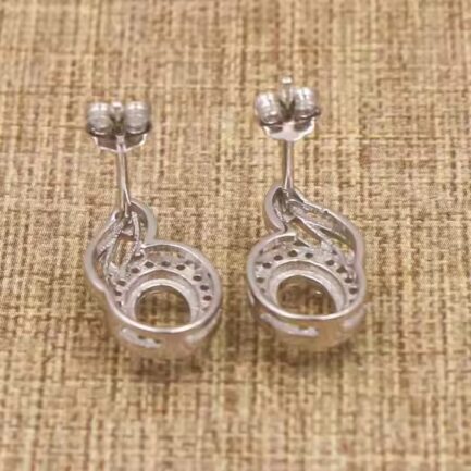 5*7mm Oval Semi Mount Stud Earrings White Sapphire Silver Stud Earrings Setting - Image 6