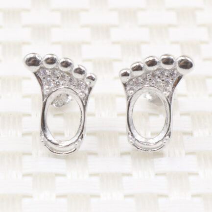 6*8mm Oval Semi Mount Stud Earrings White Sapphire Silver Stud Earrings Setting - Image 3