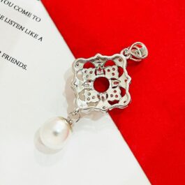 6mm Round Semi Mount Pendant White Sapphire Silver Pendant Setting
