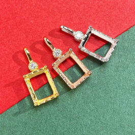 6*8mm Rectangular Semi Mount Pendant White Sapphire Silver Pendant Setting