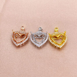 11mm Heart Semi Mount Pendant White Sapphire Silver Pendant Setting