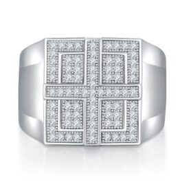 Moissanite Rings for Men 925 Sterling Silver Simulated Diamond Cocktail Rings Moissanite Jewelry for Wedding Engagement Anniversary