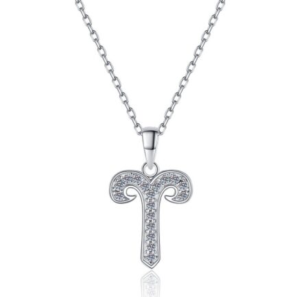 Aries Moissanite Zodiac Necklace For Women, 12 Constellation Zodiac Sign Sterling Silver Pendant Necklace Jewelry Gifts