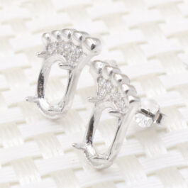 6*8mm Oval Semi Mount Stud Earrings White Sapphire Silver Stud Earrings Setting