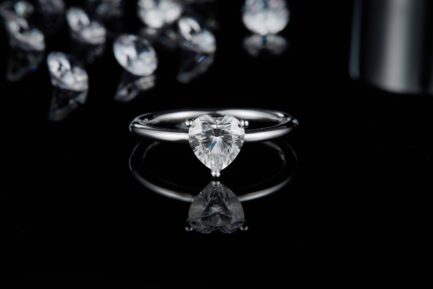 1 Carat Heart Cut Moissanite Solitaire Engagement Ring in Sterling Silver, 3 Prong Band Anniversary - Image 6