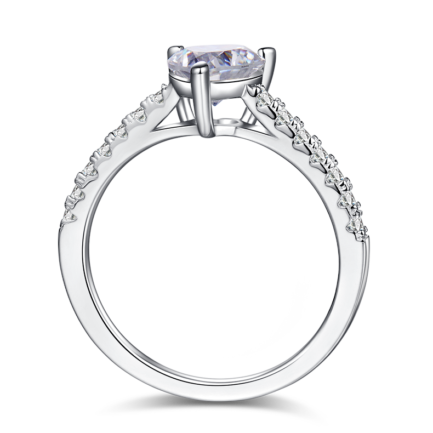 1 Carat Heart Cut Moissanite Engagement Ring in Sterling Silver, 3 Prong Band Anniversary - Image 3