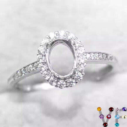 7-20mm Oval Semi Mount Ring White Sapphire Silver Ring Setting