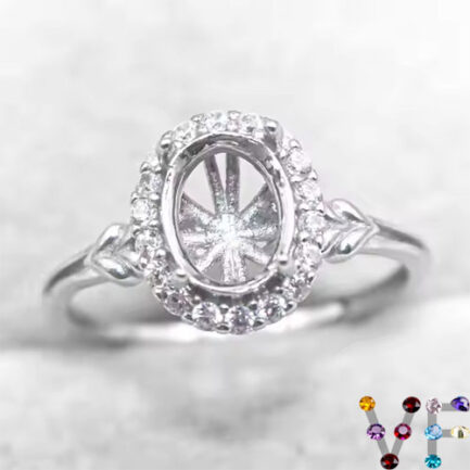 8-12mm Oval Semi Mount Ring White Sapphire Silver Ring Setting
