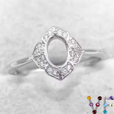5*7mm Oval Semi Mount Ring White Sapphire Silver Ring Setting