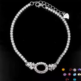 7-11mm Oval Semi Mount Tennis Bracelet White Sapphire Silver Bracelet Setting