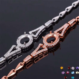 6*8mm Oval Semi Mount Tennis Bracelet White Sapphire Silver Bracelet Setting