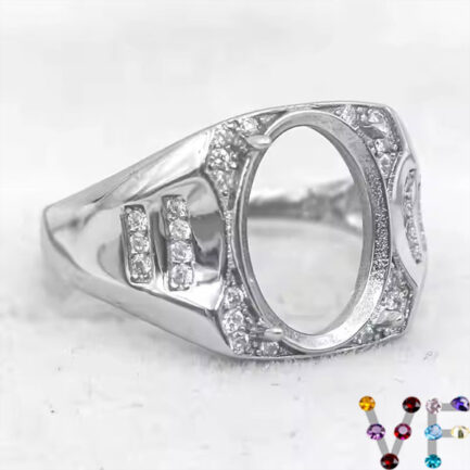 10*14mm Oval Semi Mount Men's Ring White Sapphire Silver Ring Setting