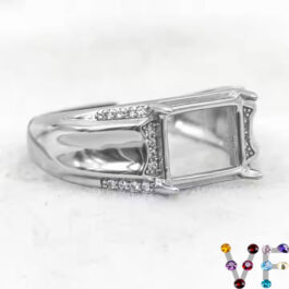8*10mm Rectangular Semi Mount Men’s Ring White Sapphire Silver Ring Setting