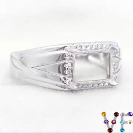 7*9mm Rectangular Semi Mount Men’s Ring White Sapphire Silver Ring Setting
