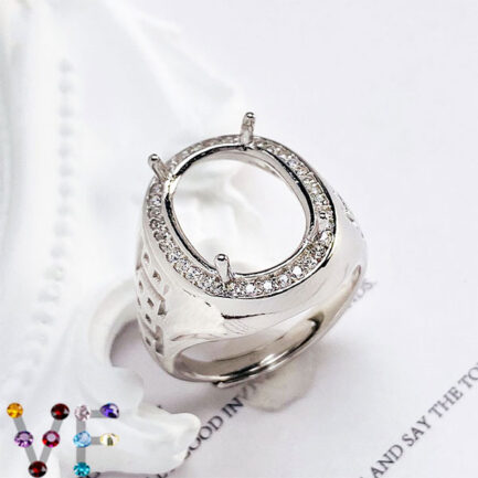 12*16mm Oval Semi Mount Men's Ring White Sapphire Silver Ring Setting