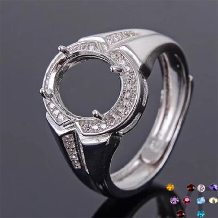 10-14mm Oval Semi Mount Men's Ring White Sapphire Silver Ring Setting