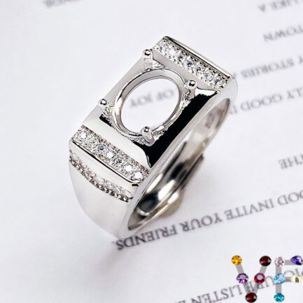 7*9mm Oval Semi Mount Men's Ring White Sapphire Silver Ring Setting