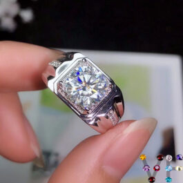 5-9mm Round Semi Mount Men’s Ring White Sapphire Silver Ring Setting